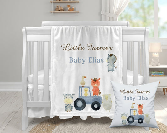 FUTURE FARMER- Personalised Baby Blanket Cushion Set