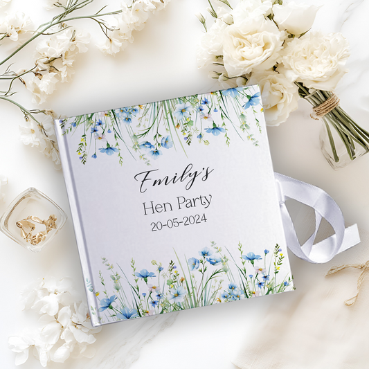 Personalised Wedding Hen Party custom texted Guestbook with Ribbon