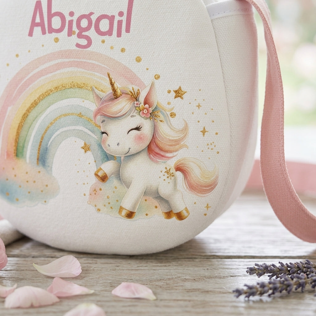 Personalised Unicorn Rainbow Shoulder Bag for Kids