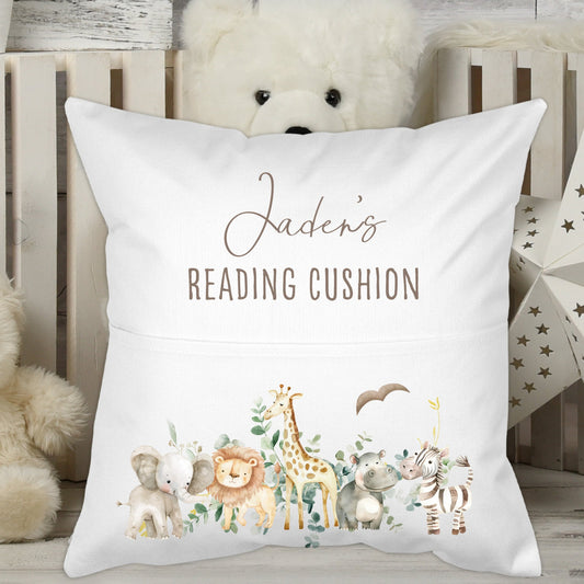 Personalised Safari Party Kids Pocket Pillow