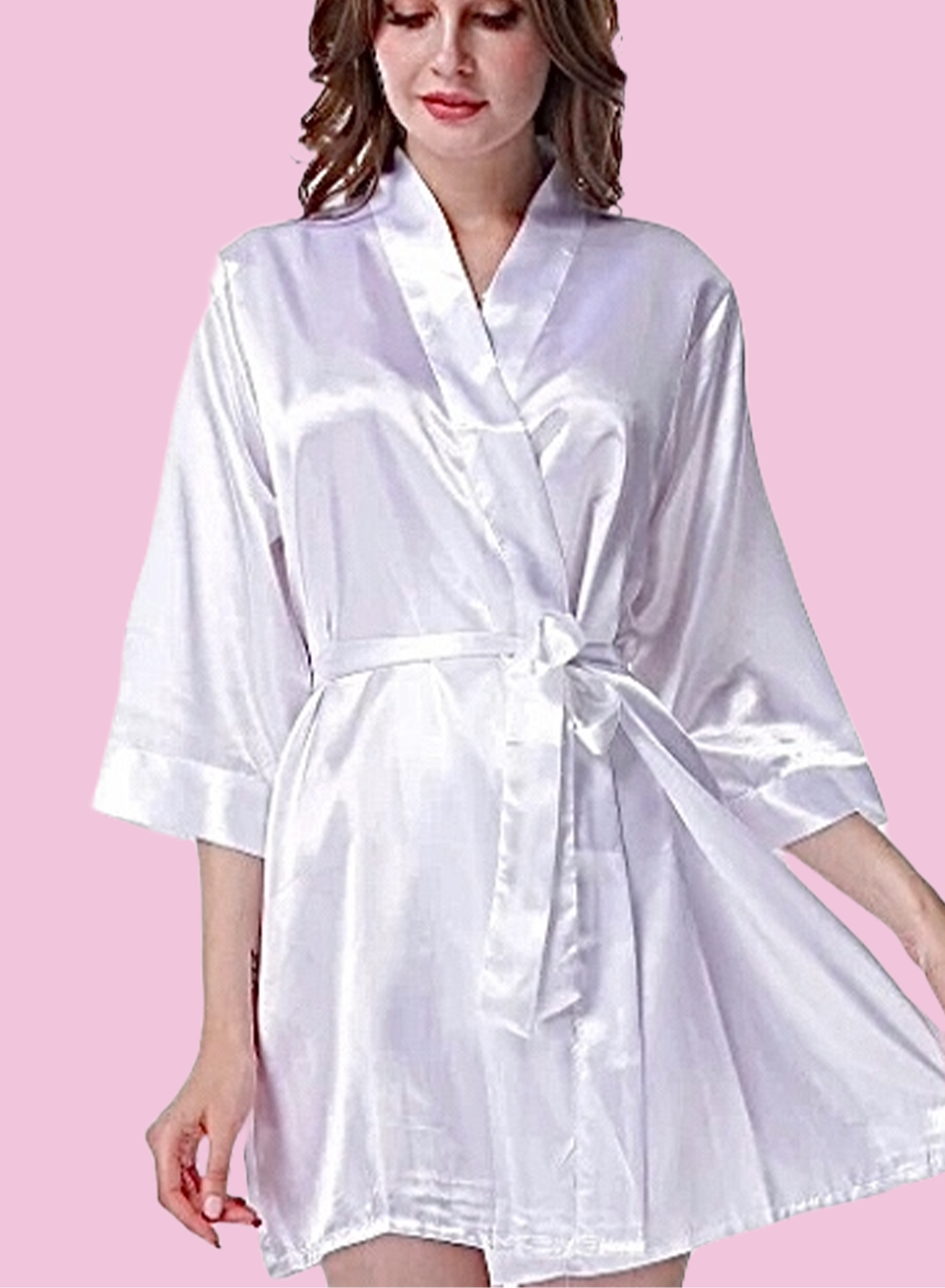 Personalised Bridesmaid Satin Robe – Custom Botanical Monogram Wedding Dressing Gown