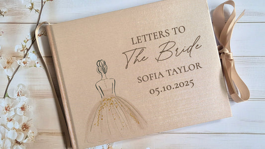 Letters to the Bride Golden Beige Personalised Hardcover Guestbook