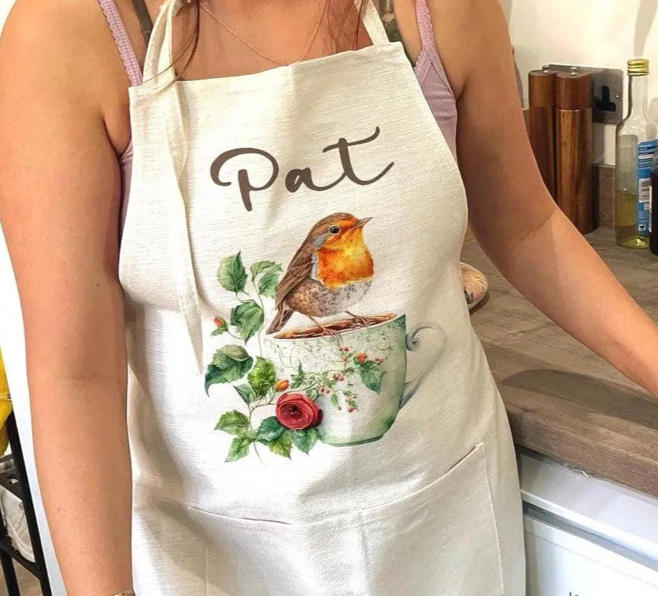 Personalised Robin Watercolour Tea Towel | Custom Wedding & Anniversary Gift