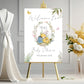 Personalised Classic Pooh Baby Shower Guestbook - Custom Name & Date Hardcover Memory Book, Vintage Meadow Floral Wreath Ribbon Keepsake