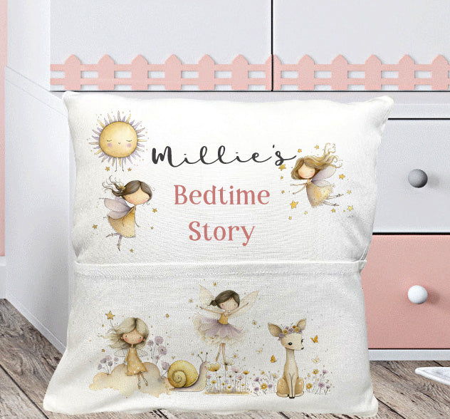 Personalised Custom Named Dancing Fairy Design Nursery Pocket Cushion