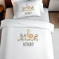 Personalised Safari Animals Theme Kids Duvet Set Toy Basket