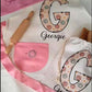 Floral Initial  - Personalised Kids Apron and Chef Hat Set, Custom Name Star Baker Utensils for Girls