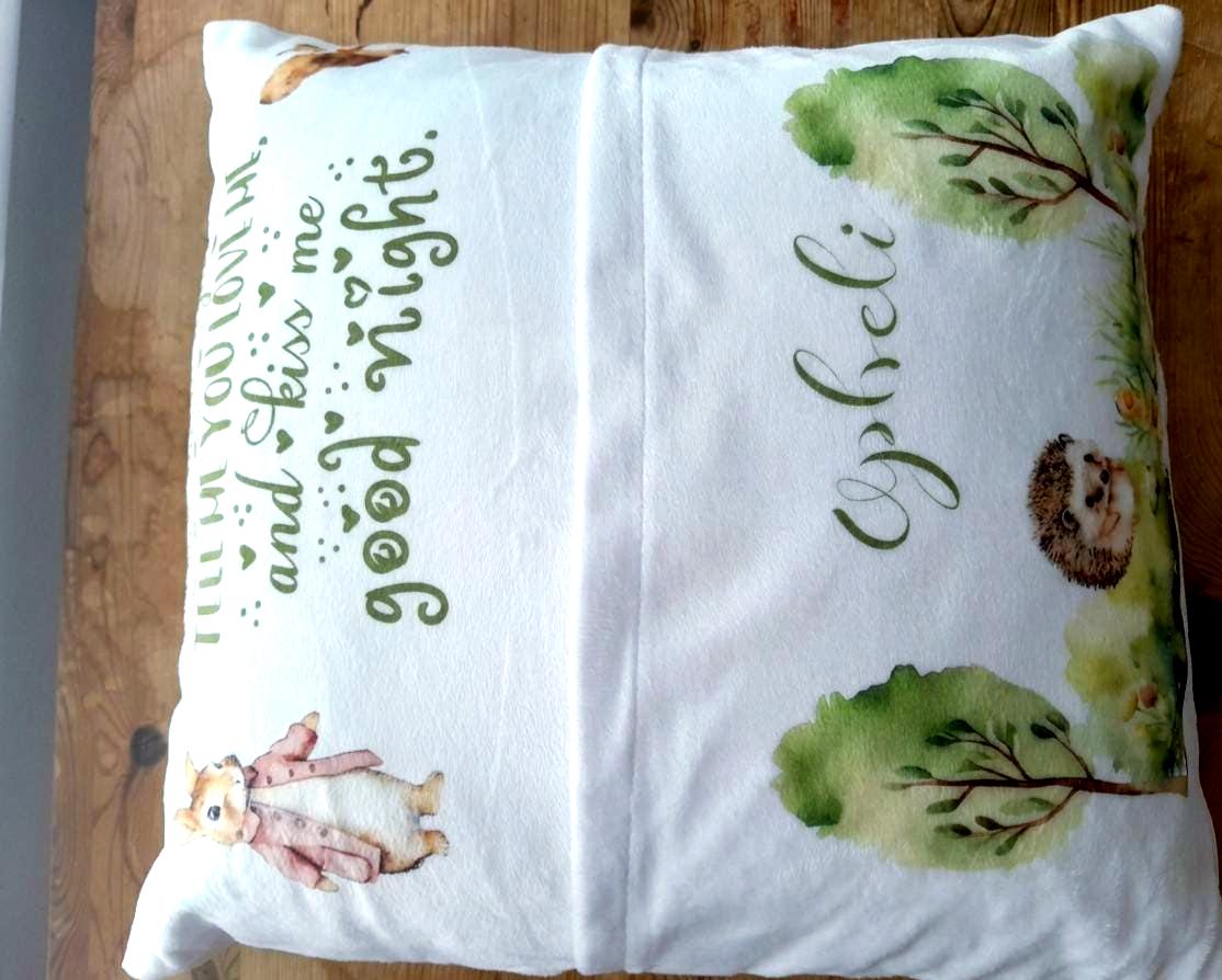 Personalised Bunny Reading Cushion, Kids Pocket Book Pillow, Storytime Rabbit Gift for Girls & Boys