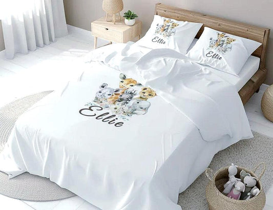 Safari Animals Kids Personalised Duvet Cover Set