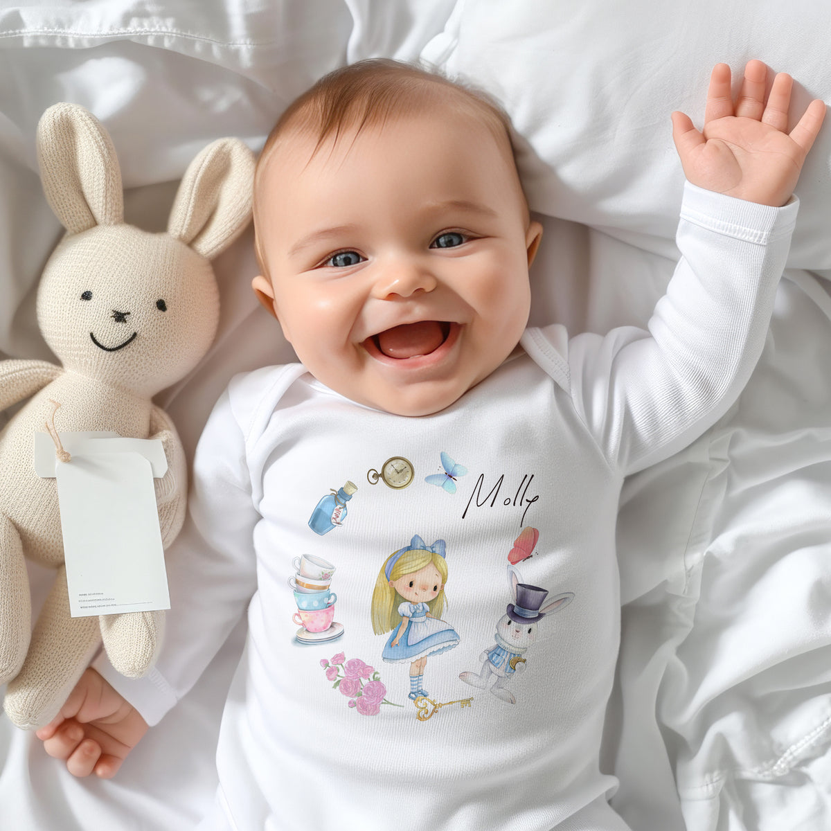 Personalised Alice in  Wonderland Baby Quality Outfit Set