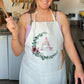 Personalised Pink Floral Design Quality Linen Apron Gift Set