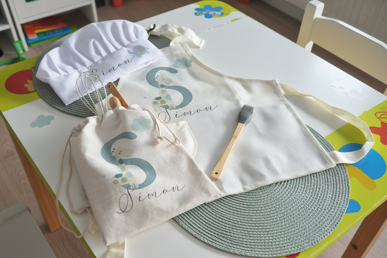 Cute Giraffe With Initial - Personalised Kids Baking Set