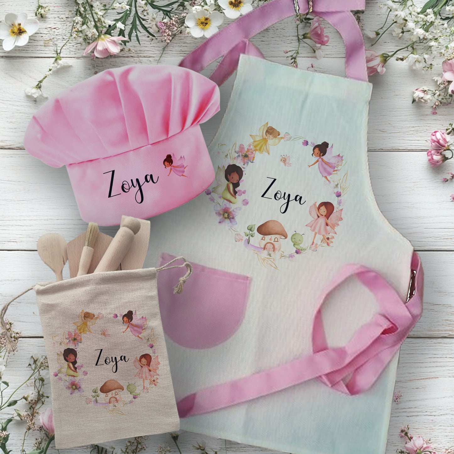Flower Fairy - Personalised Kids Linen Quality  Baking Set