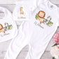 Personalised Safari Animals Baby Outfit Set