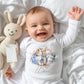 Personalised Blue Rabbit Baby Blanket | Custom Name Romper | New Baby Gift