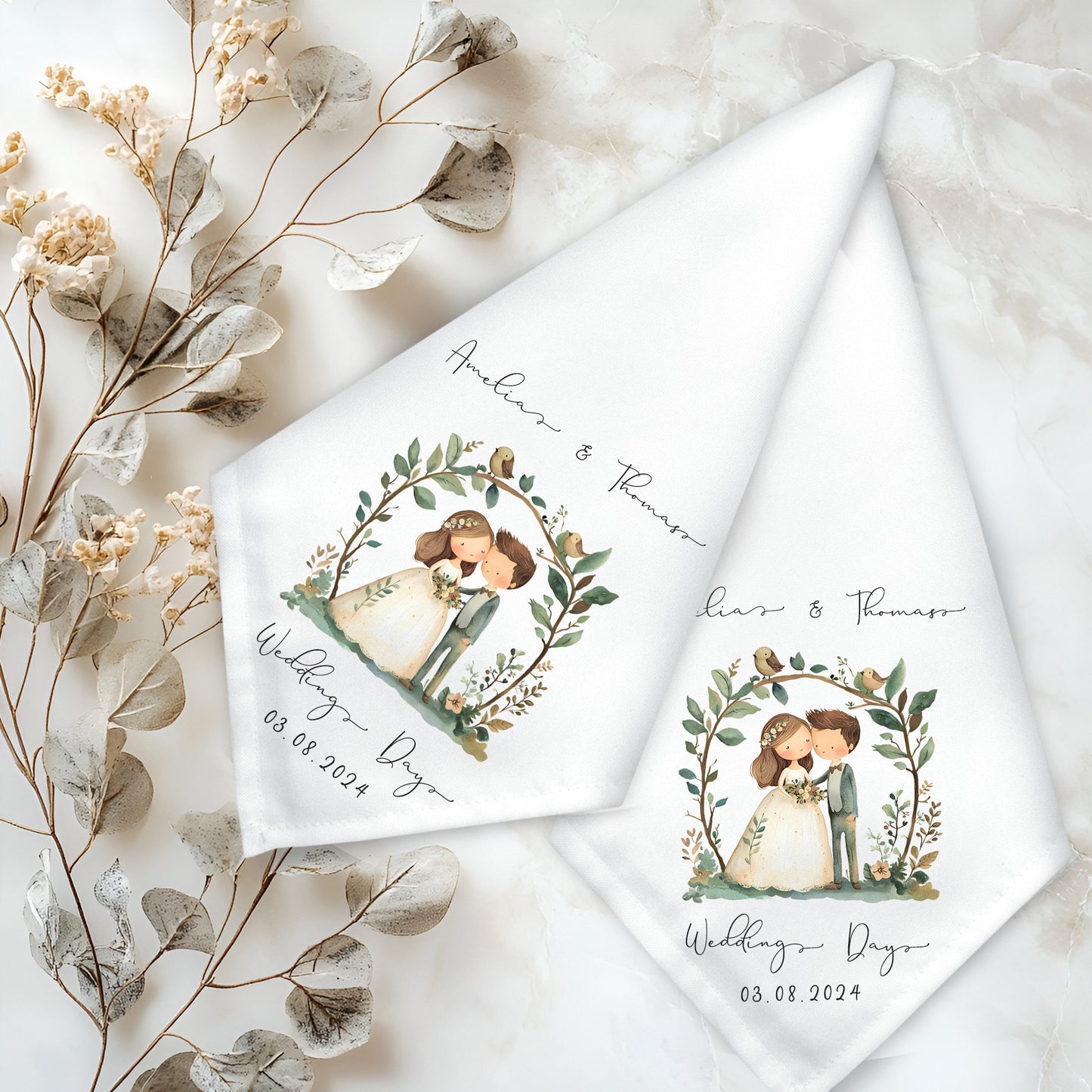 The Happy Couple Arch Personalised Wedding Napkin Set