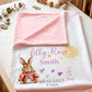 Pink Bunny Birth - Personalised Baby Blanket Set