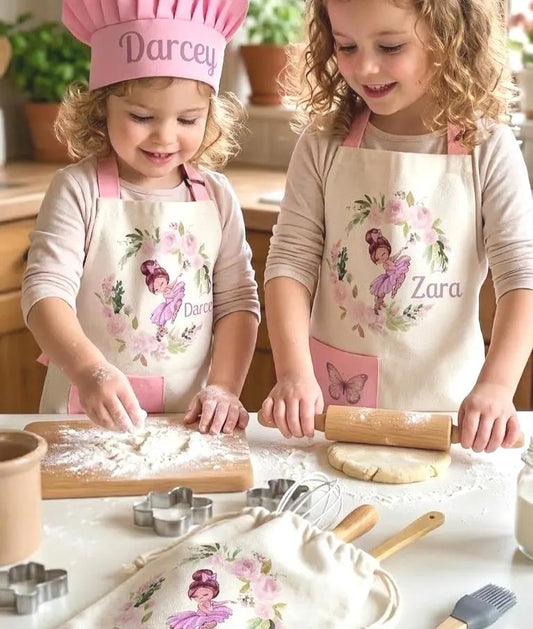 Dancing Ballerina - Personalised Kids Linen Style Baking Set