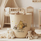 Personalized Pooh & Piglet Beige Toy Basket; Large 50L Felt Nursery Crafted Storage
