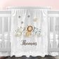 Safari Animals Print Personalised Baby Blanket Set.romper,bib