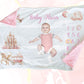 Personalised Pink  Fairy Tale Milestone Baby Blanket Gift Set