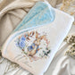 Personalised Blue Rabbit Baby Blanket | Custom Name Romper | New Baby Gift