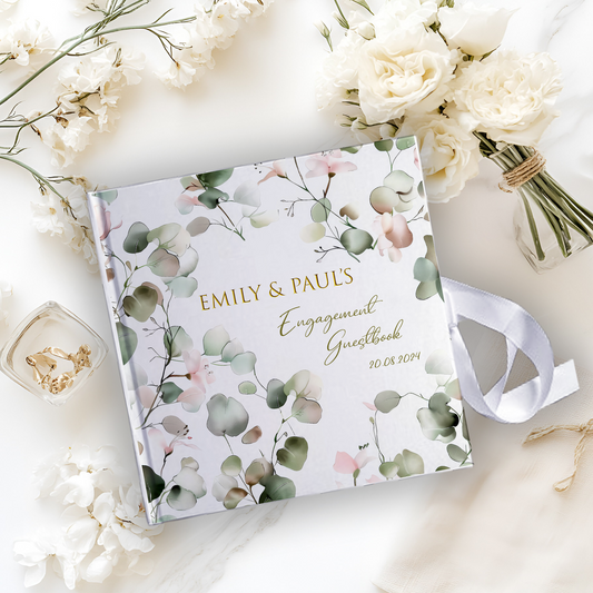Personalised Engagement Party  "she said yes" Wedding Guest book with Ribbon