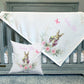 Personalised Pink Floral Bunny Baby Blanket Cushion Gift