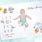 Personalised Aviation Theme Milestone Baby Blanket Gift Set
