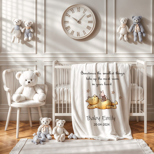 Personalised Pooh Bear Piglet Baby Set, Custom Romper, Neutral Nursery Outfit, Baby Shower Gift