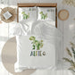 Personalised Dinosaur Bedding Set - Custom Name Earth Tone Dino Nursery Duvet Cover & Pillowcase - Brachiosaurus & Triceratops Kids Decor