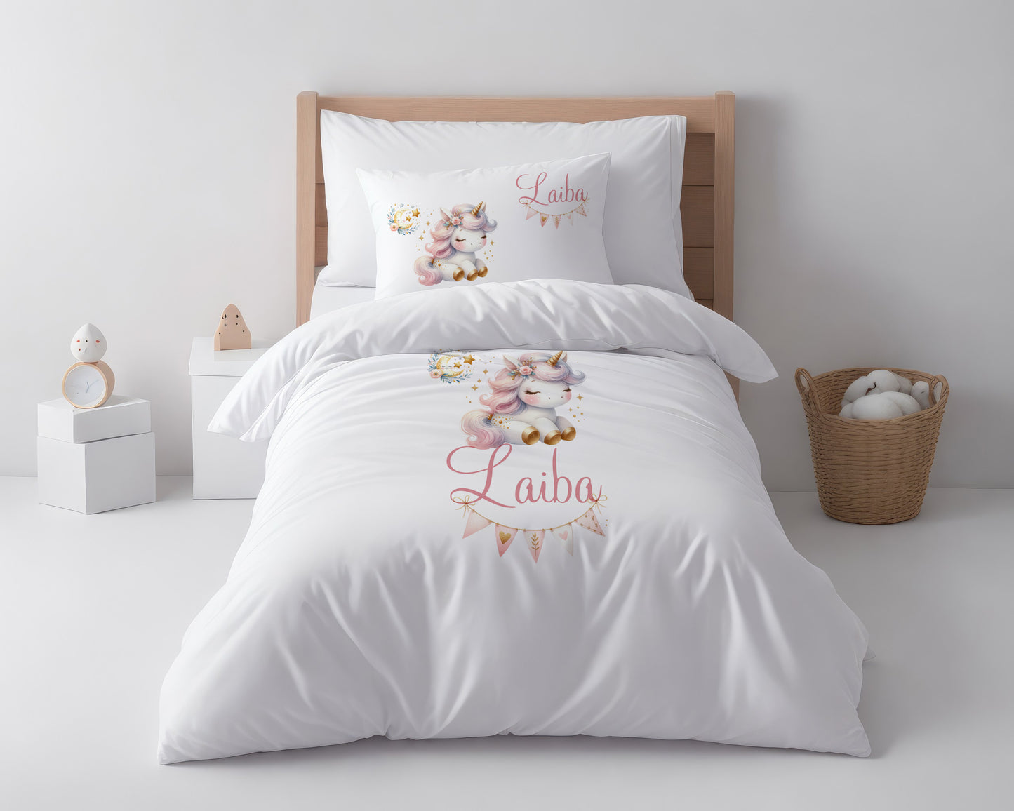 Personalised Pony unicorn Girl Duvet Cover Set Bedding