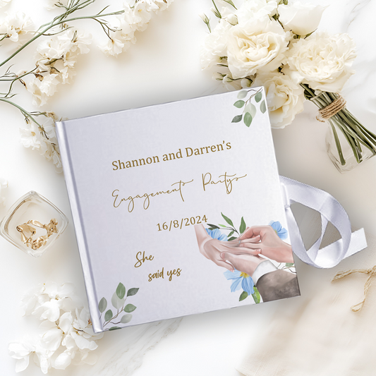 Personalised Engagement Party Elegant Wedding Guest Book with Ribbon