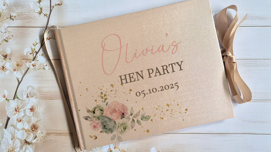 Hen Do Golden Beige Personalised Hardcover Guestbook