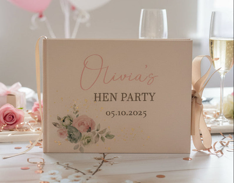 Hen Do Golden Beige Personalised Hardcover Guestbook