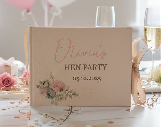 Hen Do Golden Beige Personalised Hardcover Guestbook