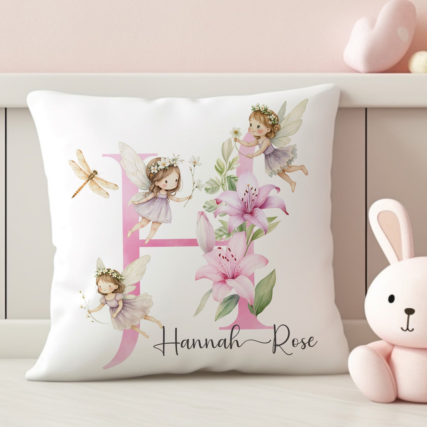 Personalised Magical Fairy Floral Nursery Cushion
