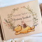 Personalised Golden Christening Pooh Bear Piglet  7X9 INCHES Guestbook, Floral Style Keepsake Album