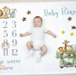 Personalised Safari Theme Milestone Baby Blanket Gift Set