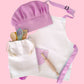 Personalised Safari Star Baker Kids Chef Set - Custom Name Blue Trim Apron, Hat & Bag