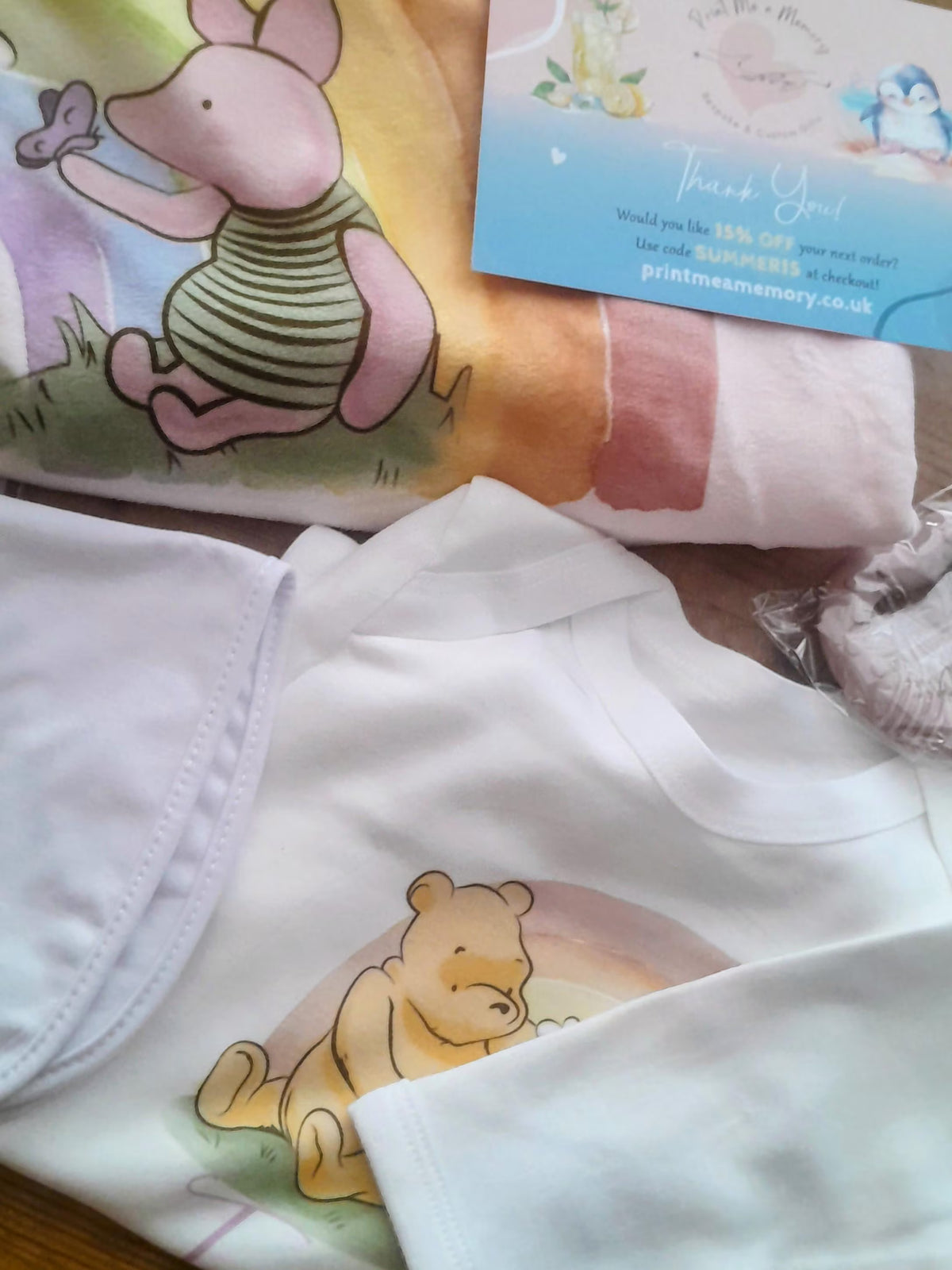 Pooh bear Piglet Rainbow Personalised nursery set with blanket : Blanket, Bib, Sleepsuit gift