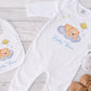 Personalised  Nigh time Bear Milestone Baby Blanket Gift Set