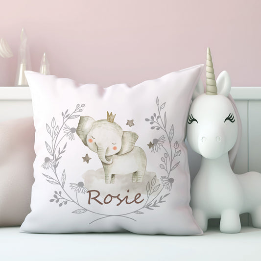 Personalised Elephant  Design Safari Nursery Cushion
