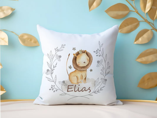 Personalised Lion  Design Safari Nursery Cushion