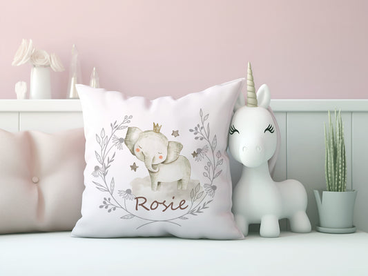 Personalised Elephant  Design Safari Nursery Cushion