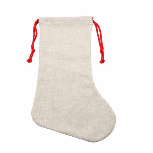 Personalised Christmas Santa Gift Bag, Linen Holiday Sack, Custom Name Gift Wrap for Kids, Reindeer and Santa Stocking Design