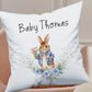 Personalised Kids Blue Bunny Design Large Toy basket Gift Set With Cushion