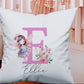 Personalised Fairy Print Letter Large Toy basket Gift Set With Cushion