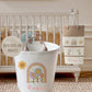 Personalised Rainbow Theme Large Toy basket Gift Set With Cushion