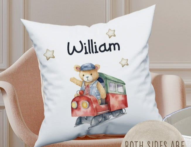 Personalised Train Theme  Large Toy basket Gift Set With Cushion
